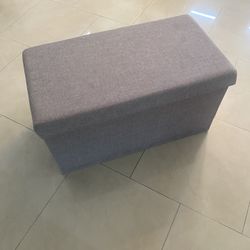 Gray Storage Ottoman Bench 