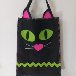 Black Cat Eye Tote Bag Halloween October Candy