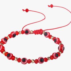 Natural Stone Agate Elastic Evil Eye Bracelet Kit with Charms Adjustable 