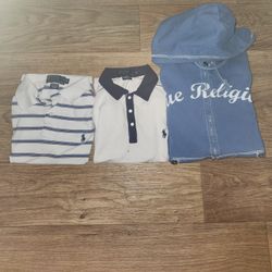 2 Vintage RL Polos and 1 True Religion World Tour 56 Rock & Roll Full Zip Hoodie Jacket