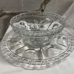 Rare Vintage Colony Crystal Fruit,  Salad Bowl, Chips & Dip Or Punch Bowl Set From The 1940s