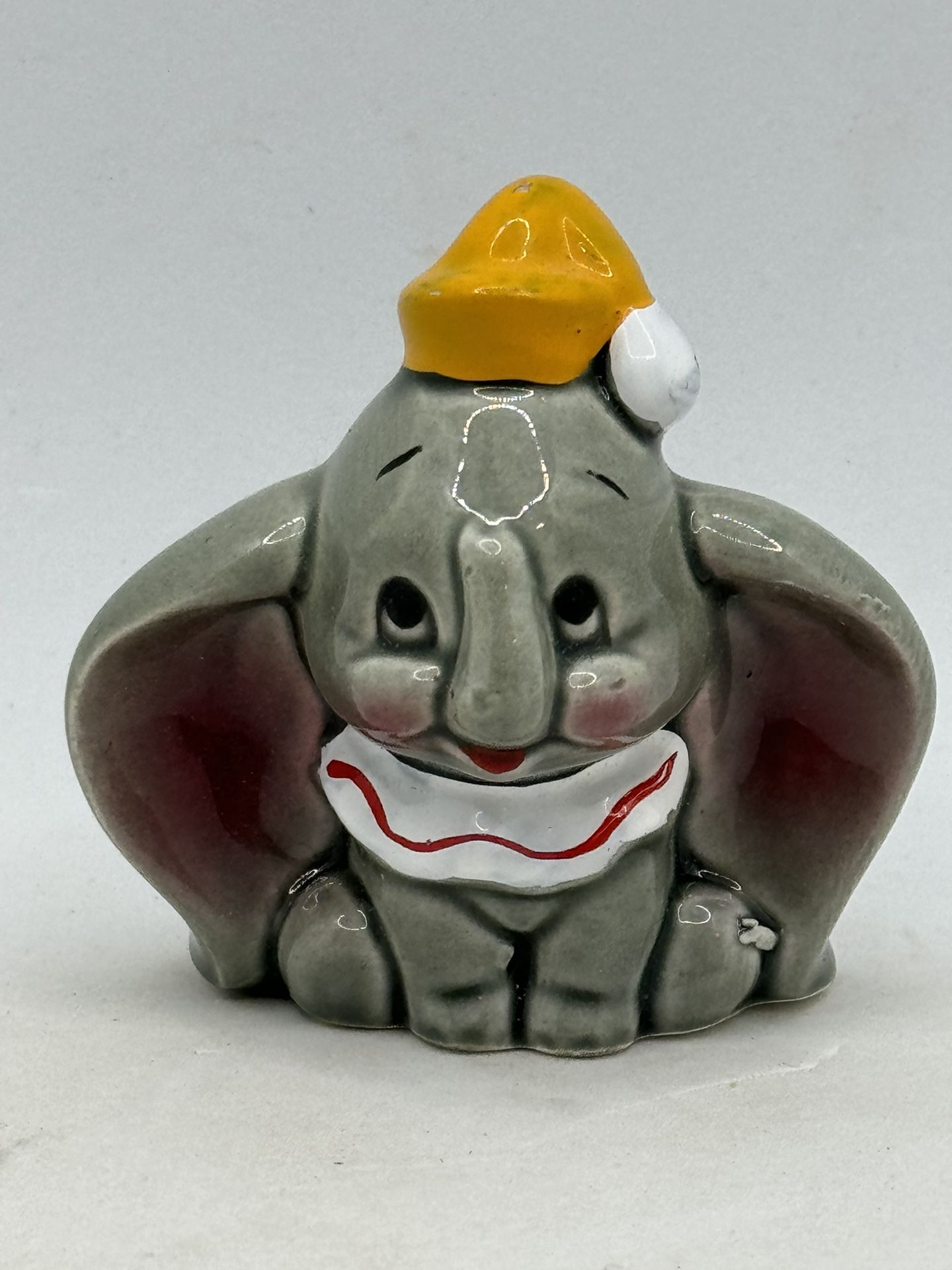 Vintage Walt Disney Productions Ceramic Dumbo Elephant Figurine 2.25" Tall