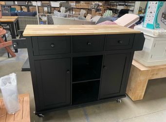 Minor Discrepancies Assembled New Rolling Kitchen Island Cart  Drop Leaf Cabinet Door Storage Racks