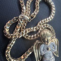 10K Yellow Gold Angel Cherub Combo Natural Stones