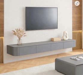 Floating Wall-Mounted TV Console with Drawers