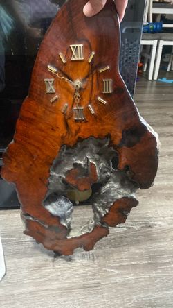 Handmade Burl Wood Slab Wall Clock