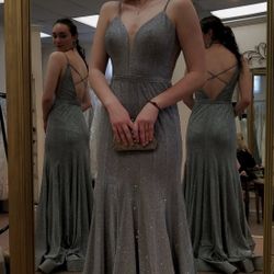 Stunning silver prom dress (size small) 