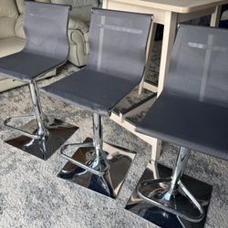 Mirage Contemporary Adjustable Barstool With Swivel In Silver