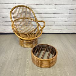 Rattan Swivel Chair & Footstool