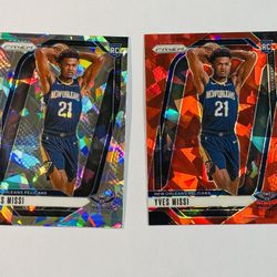 2024-25 Panini Prizm Basketball Yves Missi #233 Rookie RC Cracked Ice & Red Ice