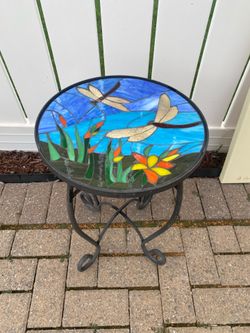 Handmade Stained Glass & Mosaic Side Tables