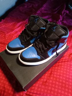 Air Jordan 1 Mid Black Blue Sneakers
