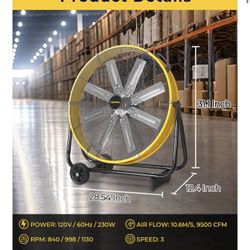 NEW-24 Inch Industrial Floor Fan