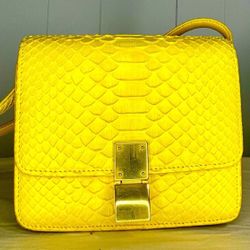 Celine Classic Box Bag Yellow Python Crossbody