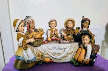 Thanksgiving Table Scene Figurines "We Are Truly Blessed"Josephs Studio Pilgrim