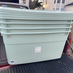 Four 45gal plastic totes