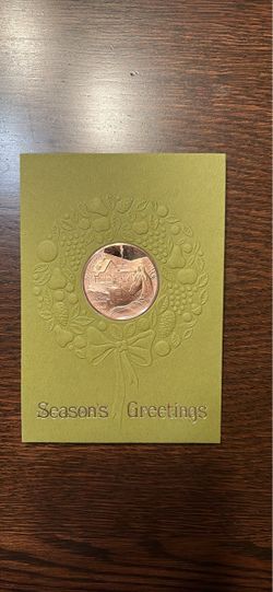 1972 Vintage bronze metal Franklin Mint Holiday Card