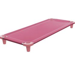 NEW Nap Cot For Kids Portable Toddler Child Bed Stackable 52" L (Stainless Steel Tubes) Pink