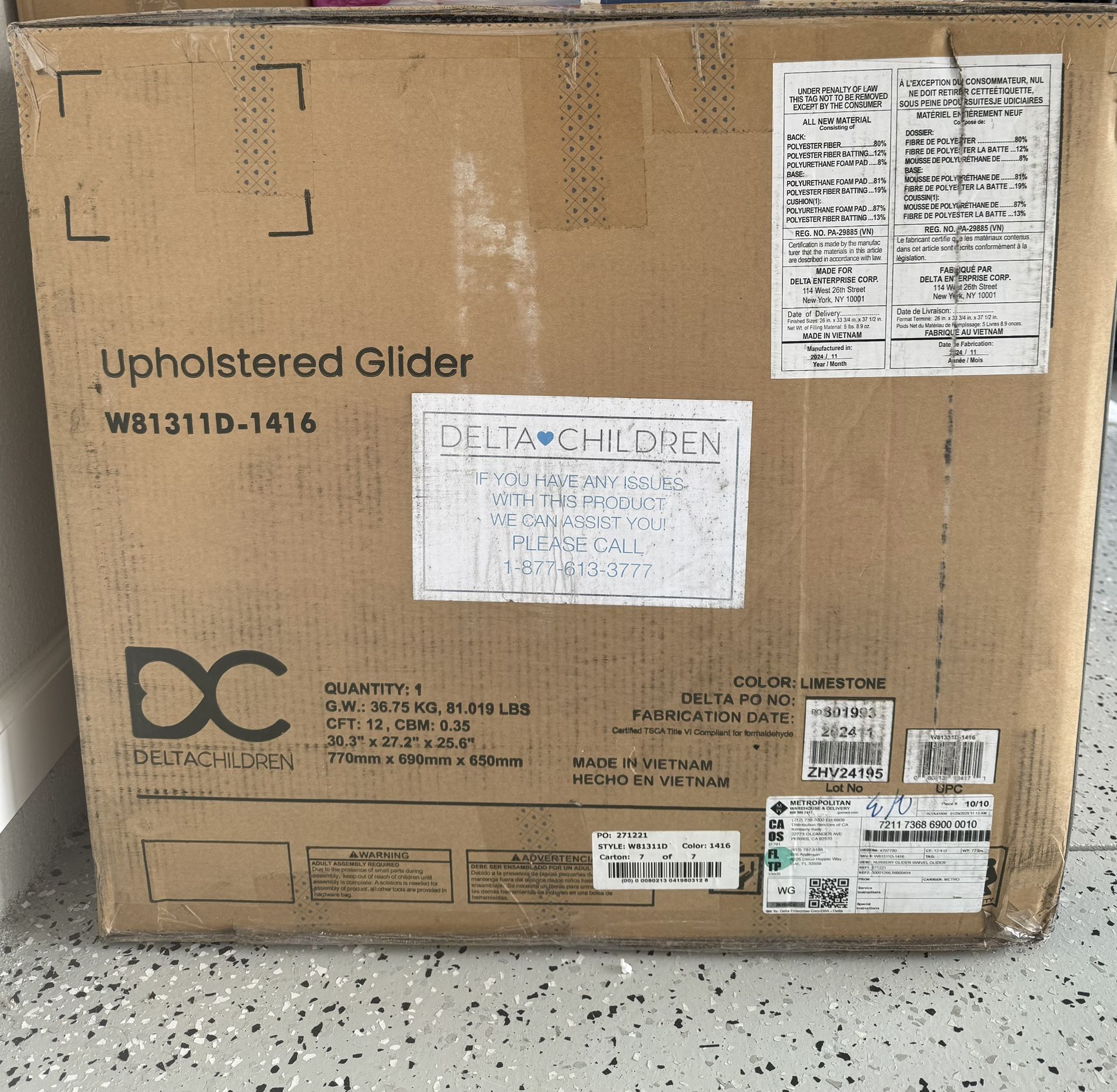 Delta Children rocking Chair Model W81311D-1416