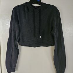 Material Girl Active Juniors Cropped Hoodie - Dark Gray - Size L