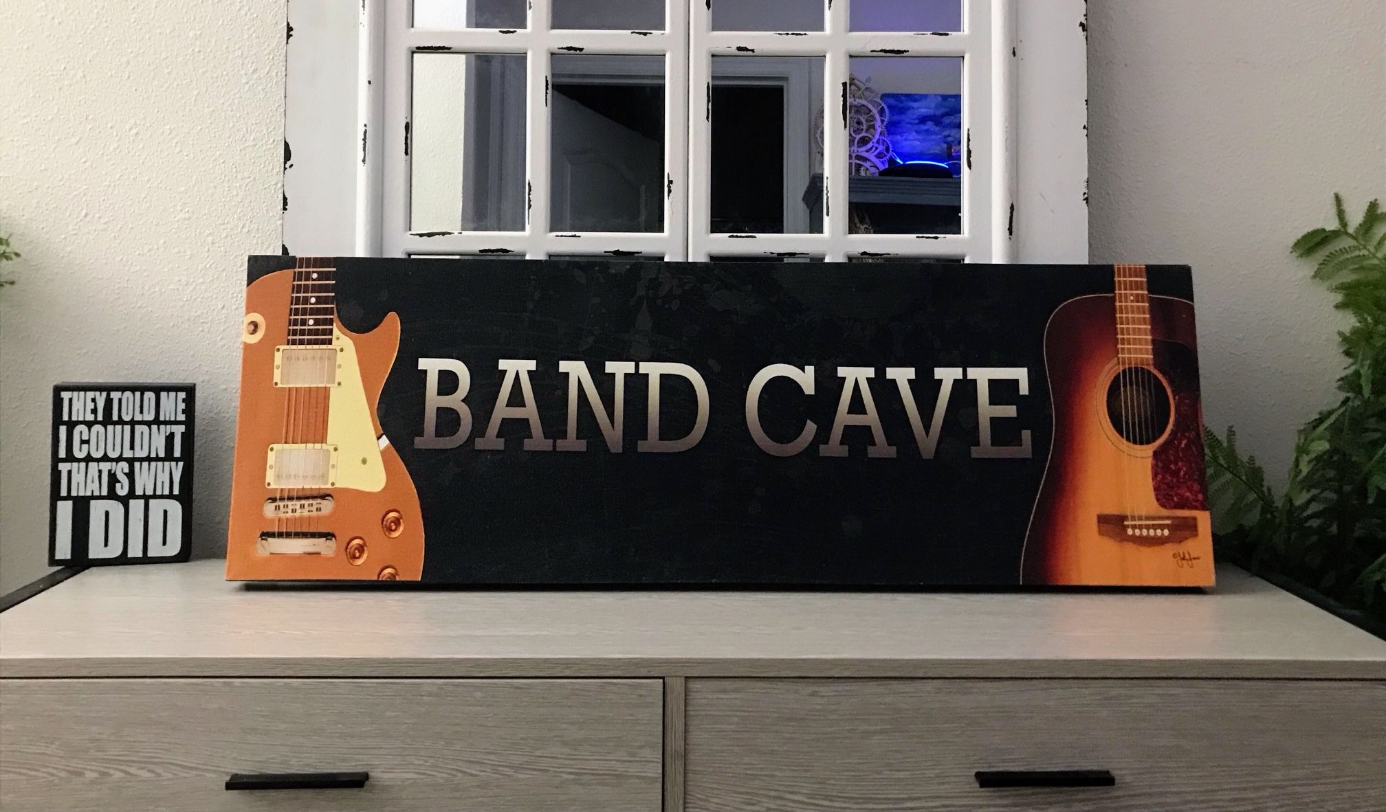 Band Cave guitar painting on canvas- by John Jones