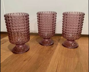 Ashland Purple Textured Glass Goblet Vases - Set of 3
