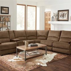 Brand New Super Plush Brown Power Reclining Sectional Sofa