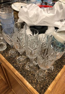 8 tall crystal glasses