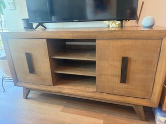Living Spaces Wood TV Stand / Media Console – $150