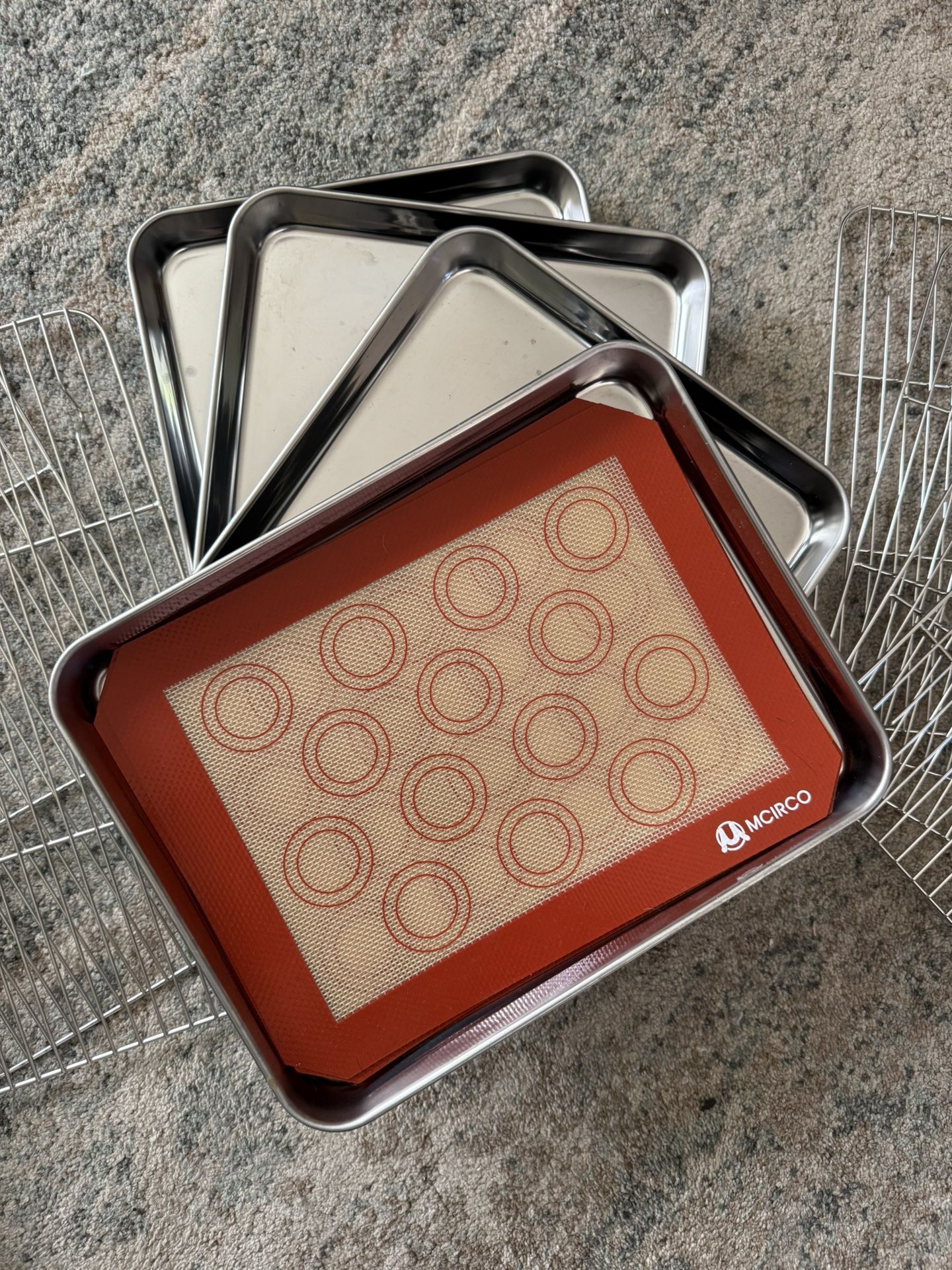 Baking Sheet Set with Silicone Mats & Cooling Rack