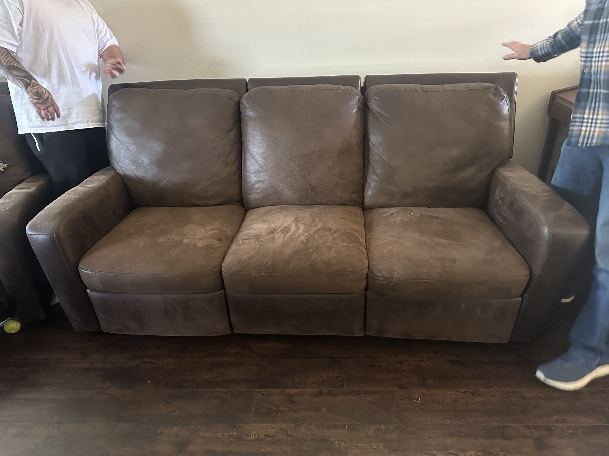 3 seater brown recliner couch 1 seater brown recliner set
