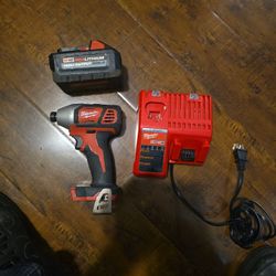 Milwaukee Drill,charger And 6ah Battery 