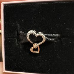 100% Authentic Pandora Sterling Silver And Rose Gold Plated Heart “Family Is Love”