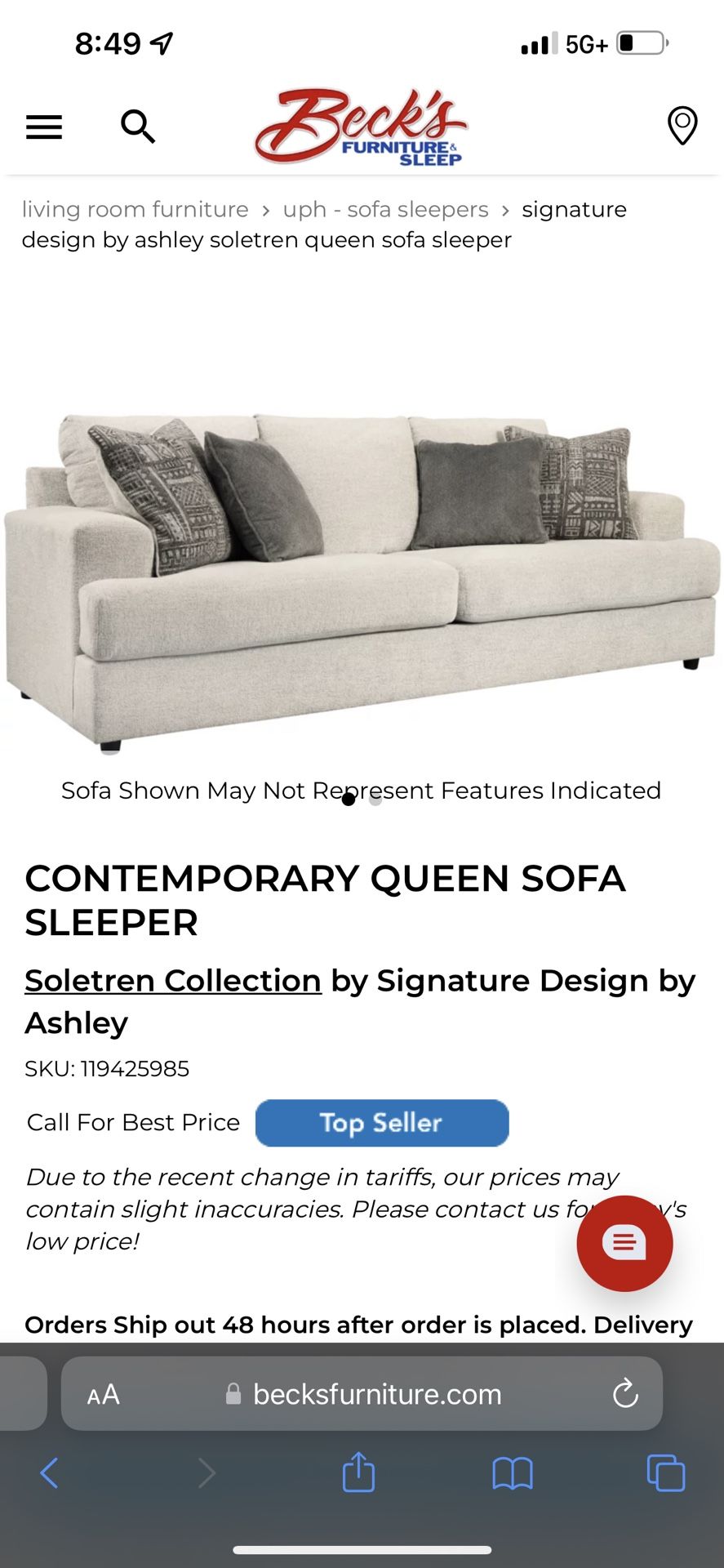 Becks Furniture Queen Sofa Sleeper