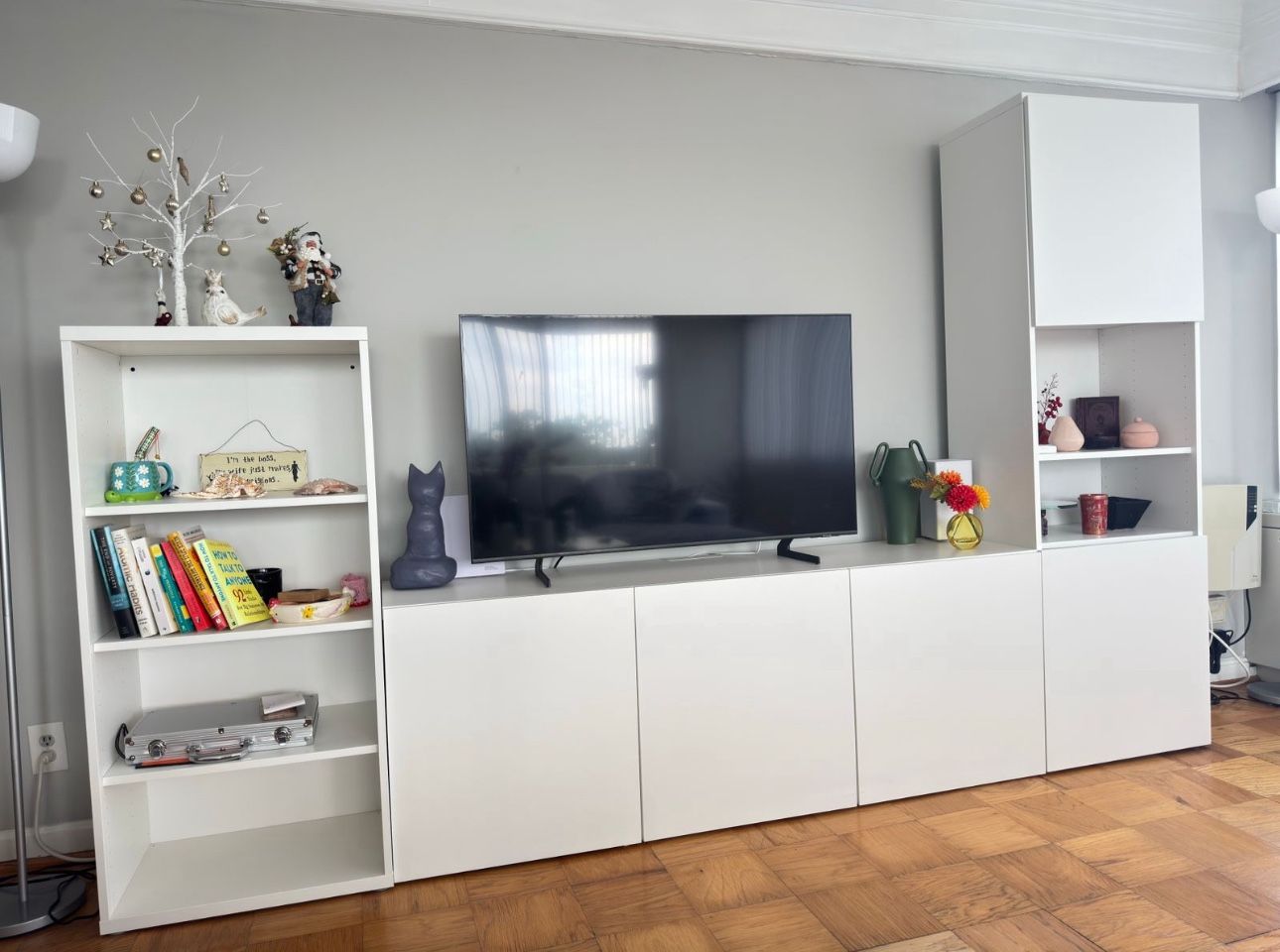 FOR SALE: White TV Console & Shelf Unit - Modern Storage Set