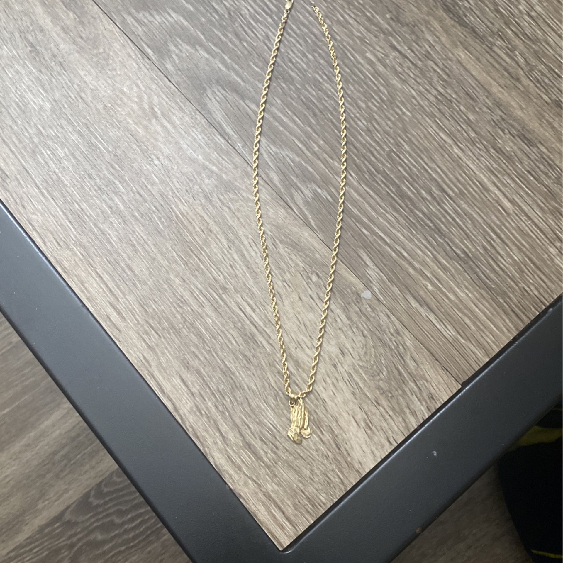 10k Solid Gold Rope Chain With 10k Pendent 