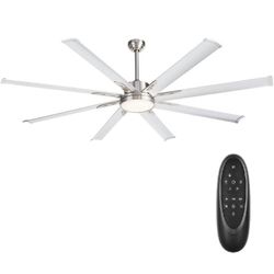 72 Inch Industrial DC Motor Ceiling Fan with LED Light, Damp Rated Indoor or Covered Outdoor Ceiling Fans for Living Room Basement Sunroom
