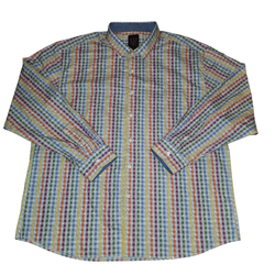 Paisley Multicolor Striped Men's Button Down Shirt (SUPER SLIM FIT MORE LIKE 3X)