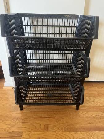 Set of 3 The Container Store Large Stackable Basket Black