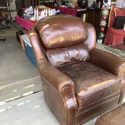 Leather Chair And Ottoman 