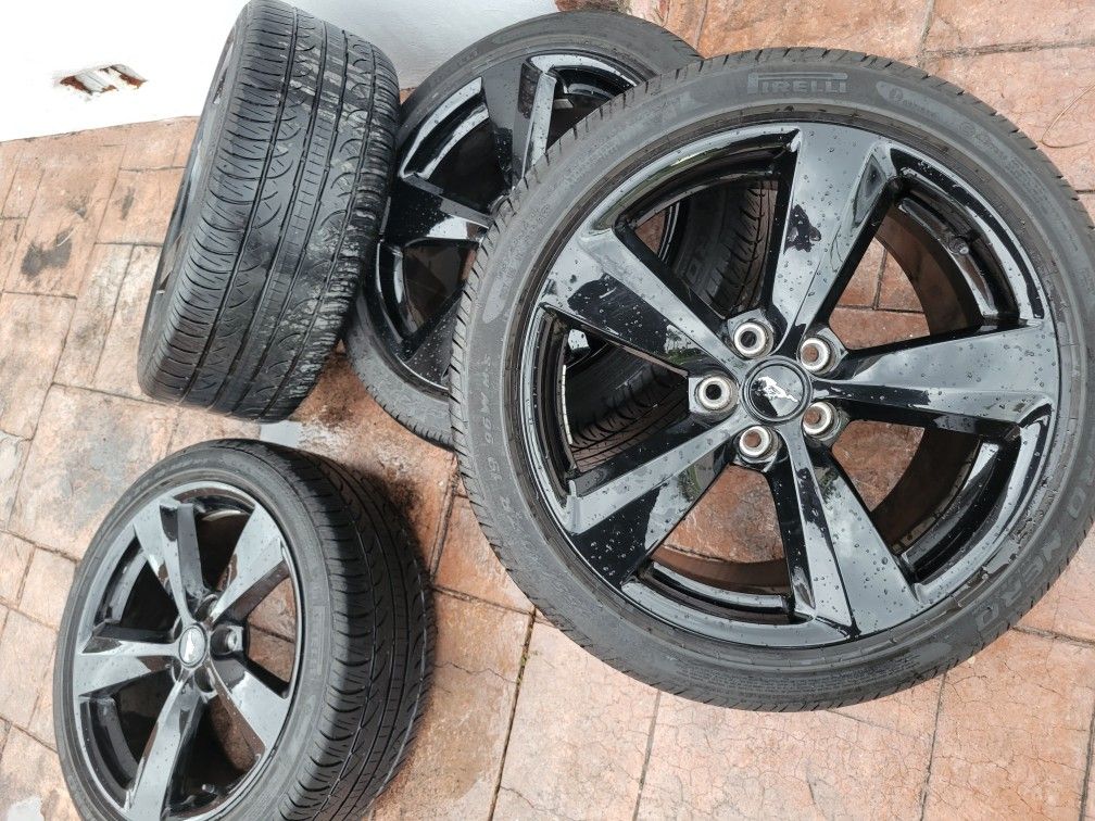 19" FORD MUSTANG GT Nite Pony Stealth Package Wheels and Tires Set Up