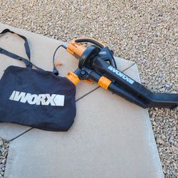 WORX 12 Amp Trivac 3 - in - 1 Electric Leaf Blower/Mulcher/Vacuum  Model WG509 With Metal Impeller 