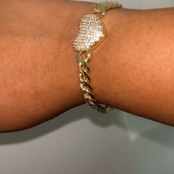 Bling Heart Cuban Bracelet 