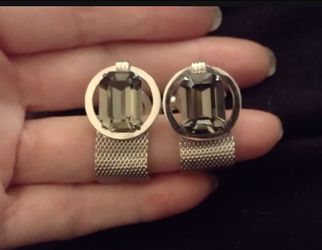 Vintage Smokey Gray Crystal Cufflinks