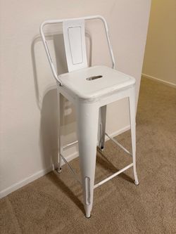 30" Off-white Industrial Contemporary Metal Barstool