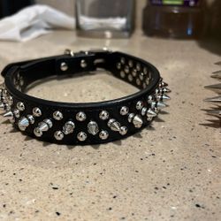 Black Leather Spike Collar For Dogs