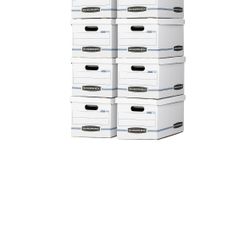 Bankers Box Basic Duty Letter/Legal File Storage Box with Lids, 10 Pack, White 