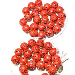 24pc Lot Of Vintage 15mm Cinnabar Beads 