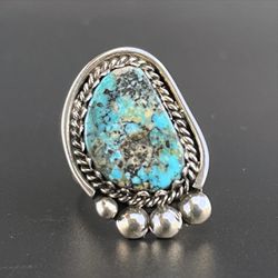 .925 Sterling Silver Native American Style Turquoise Ring