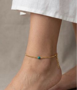 Turquoise gold plated anklet